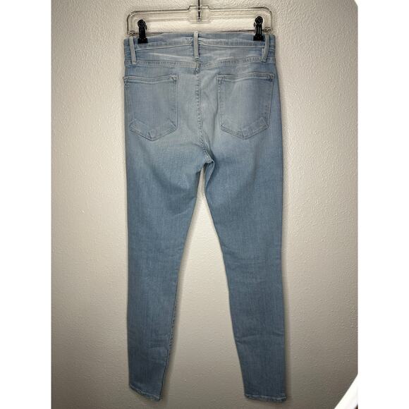 Frame Light Blue Wash Distressed Le High Skinny in Rush Jeans 28 - Picture 9 of 16